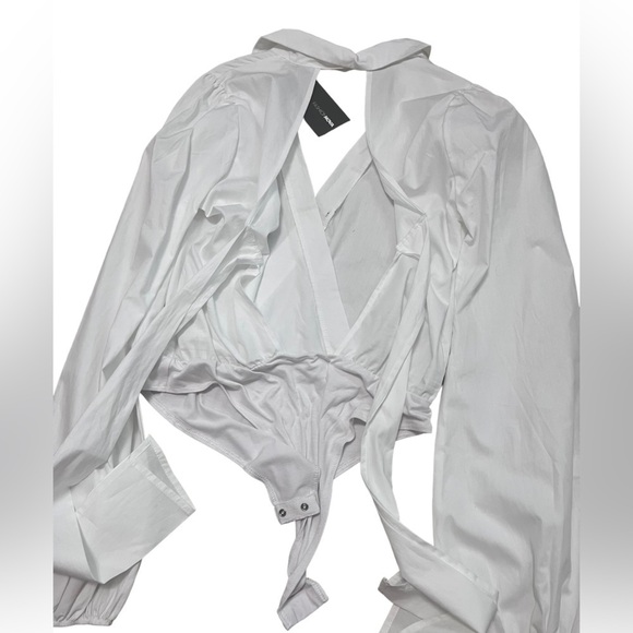 You Got A Way With Me- Deep V Cross Wrapped White , Open Ribbon Back Onepiece - Picture 11 of 12